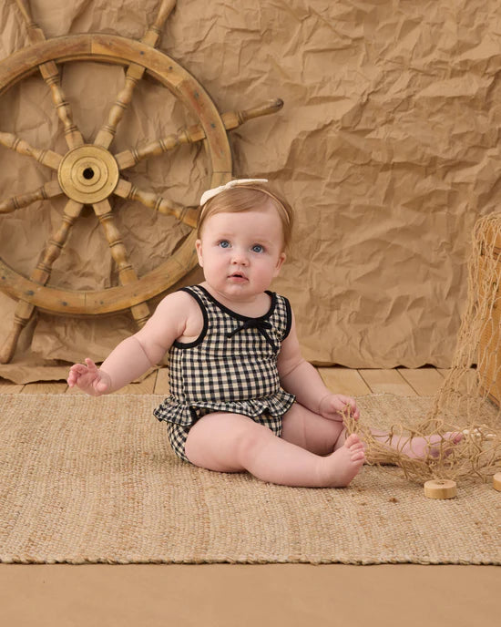Skirted One-Piece Black Gingham