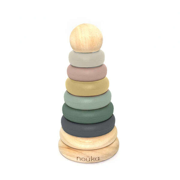 Wood and Silicone Stacker - 2 Colors