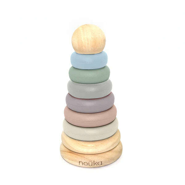 Wood and Silicone Stacker - 2 Colors