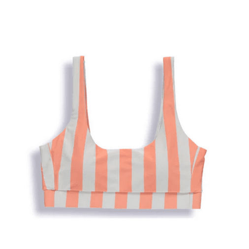 Ladies Bikini Striped Swim Top - Papaya