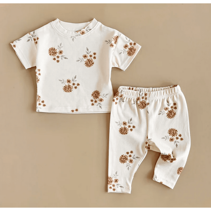 Tee + Legging Set - Cream Floral