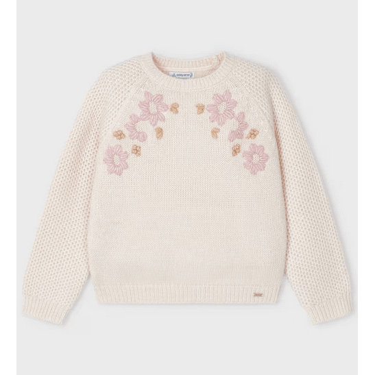 Flower Embroidered Knit Sweater