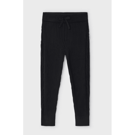 Black Knit Ribbed Leggings