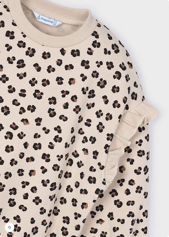 Animal Print Ruffle Sweatshirt