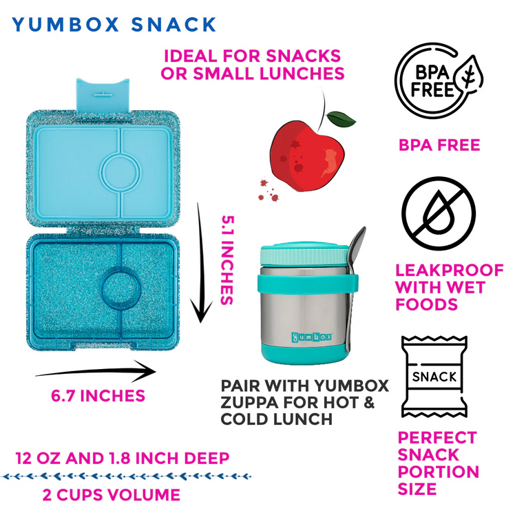 Yumbox Glitter Snack Box - Twinkle Teal