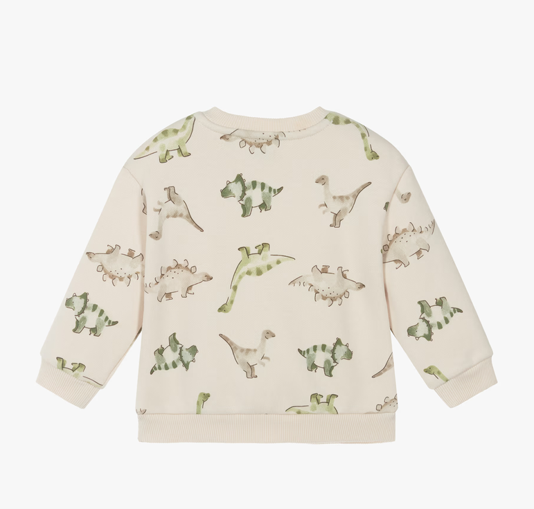 Beige Dino Pattern Sweatshirt