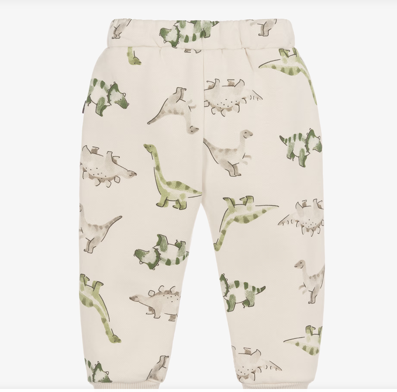 Beige Dino Pattern Jersey Joggers