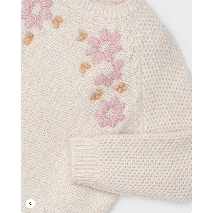 Flower Embroidered Knit Sweater - Size 4