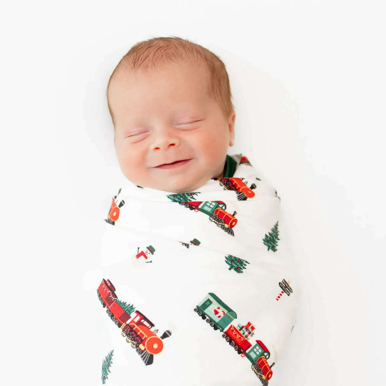 Swaddle Blanket in Holiday Train