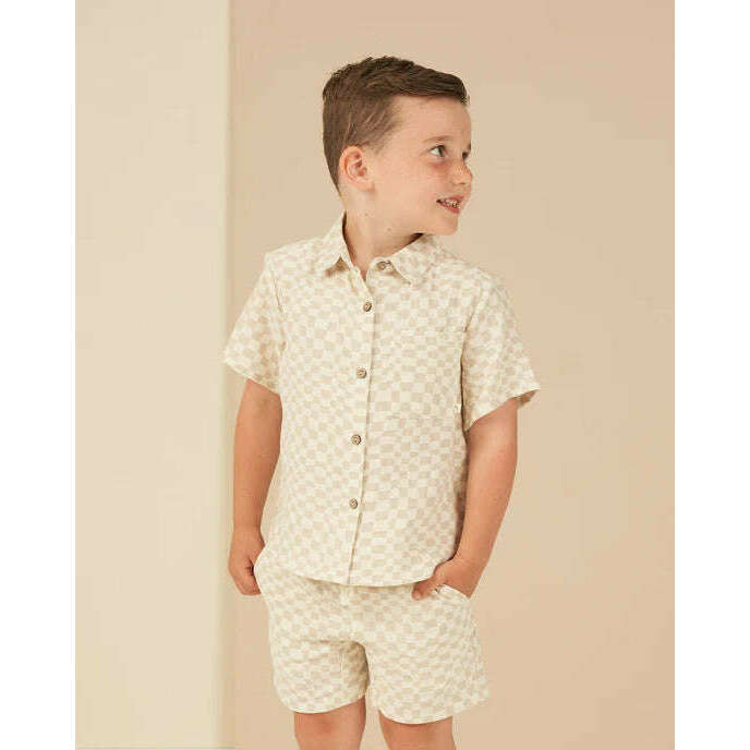 Bermuda Short - Dove Check - Size 6/7Y