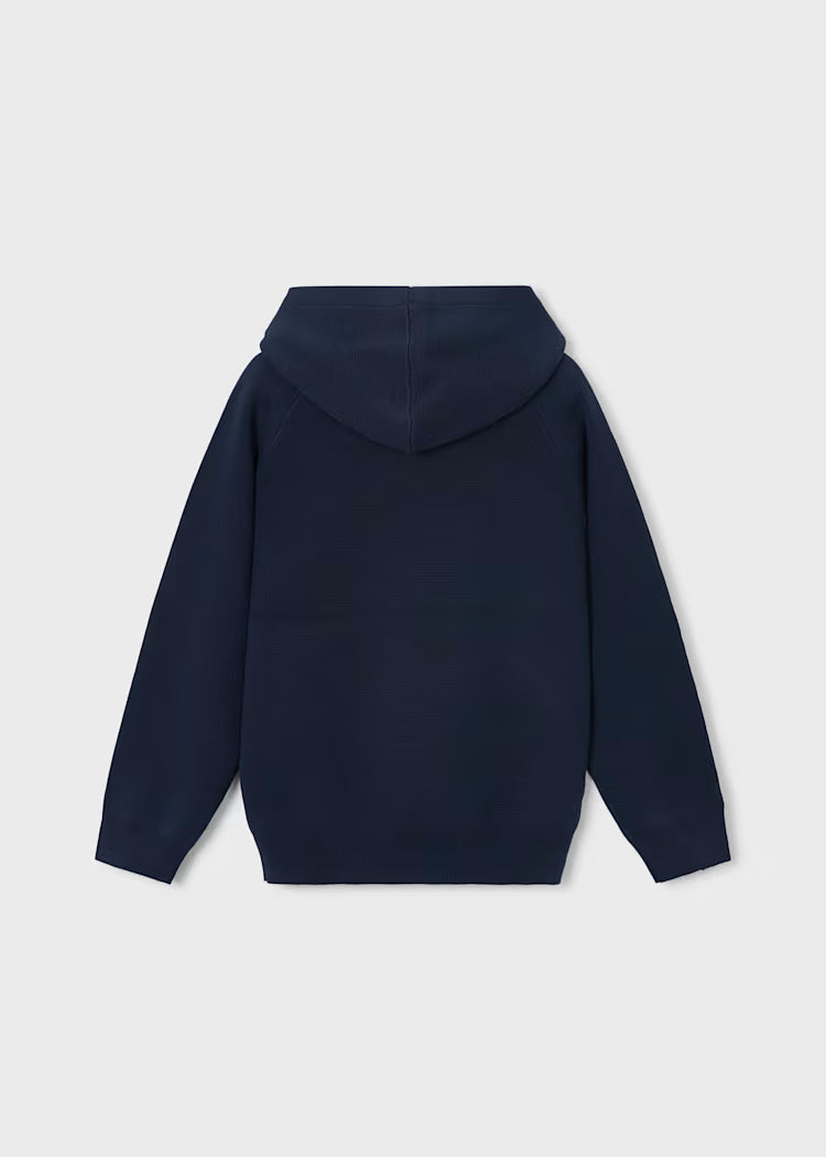 Knit Hooded Sweater  - Navy