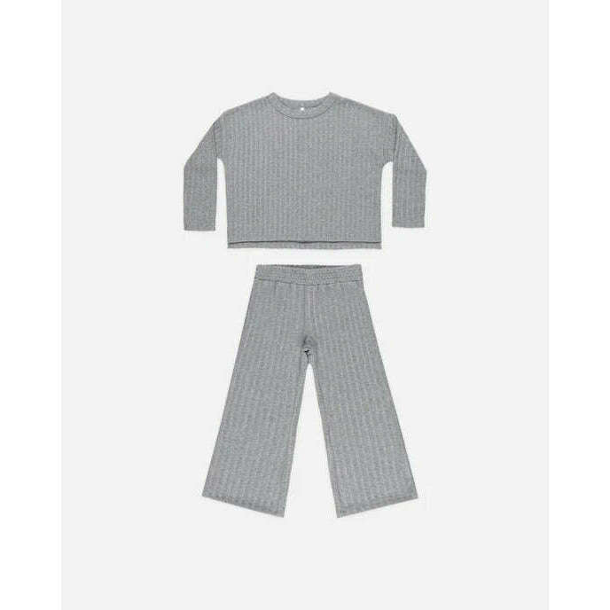 Cozy Rib Knit Set - Dusty Blue Grey