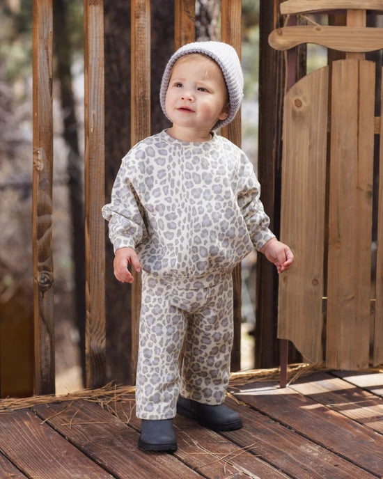 Oversized Sweatshirt Blue Leopard