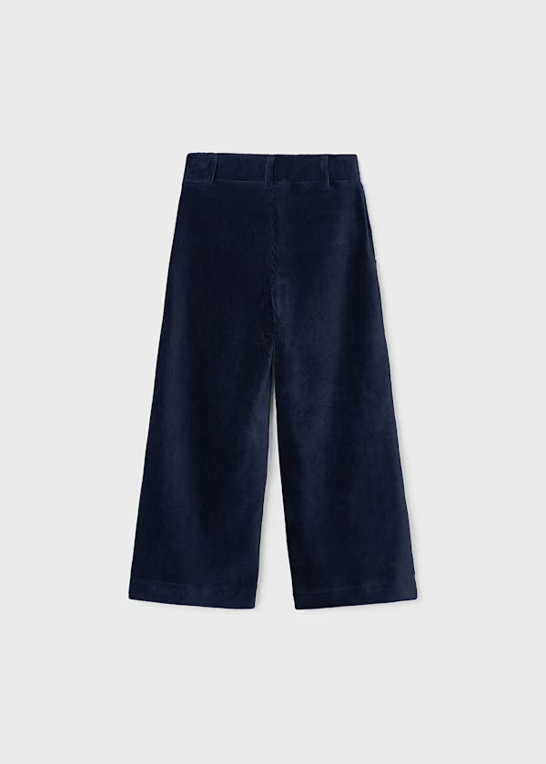 Navy Wide Leg Corduroy Pants