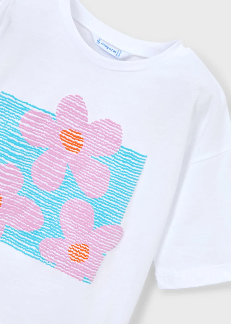 Drop Shoulder Flower Tee