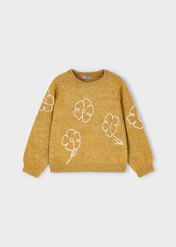 Flower Applique Knit Sweater