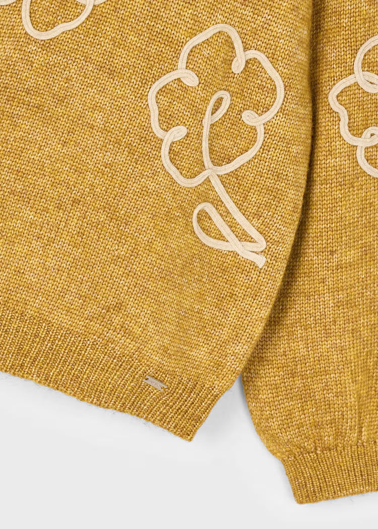 Flower Applique Knit Sweater