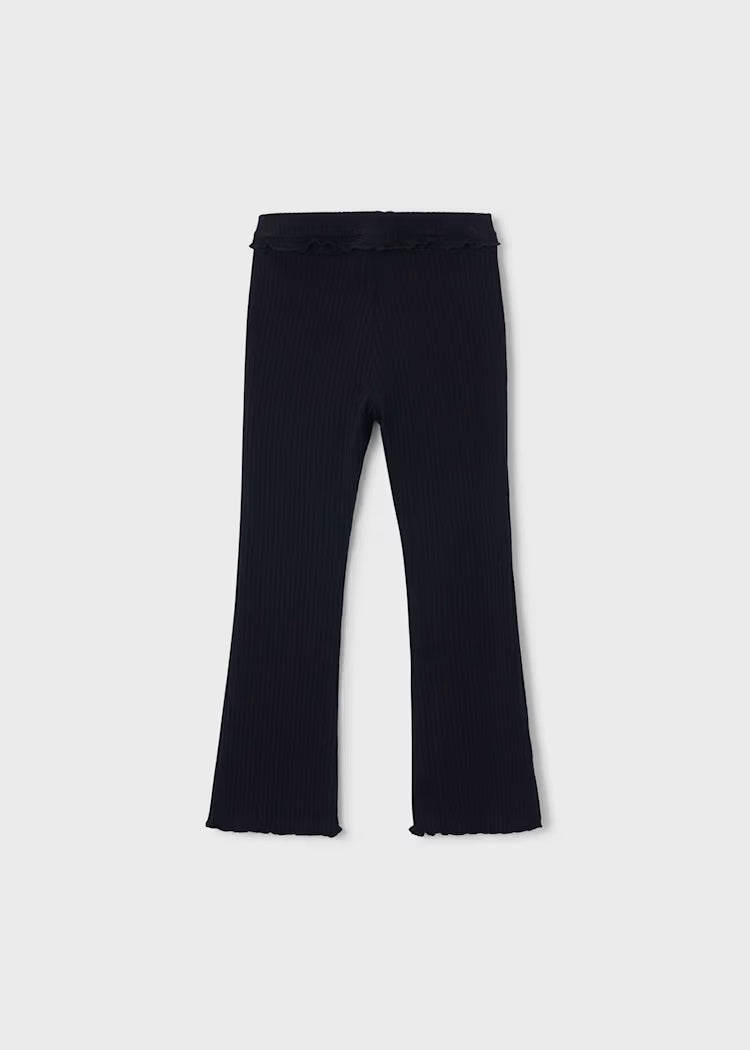 Ribbed Flare Leggings- Black
