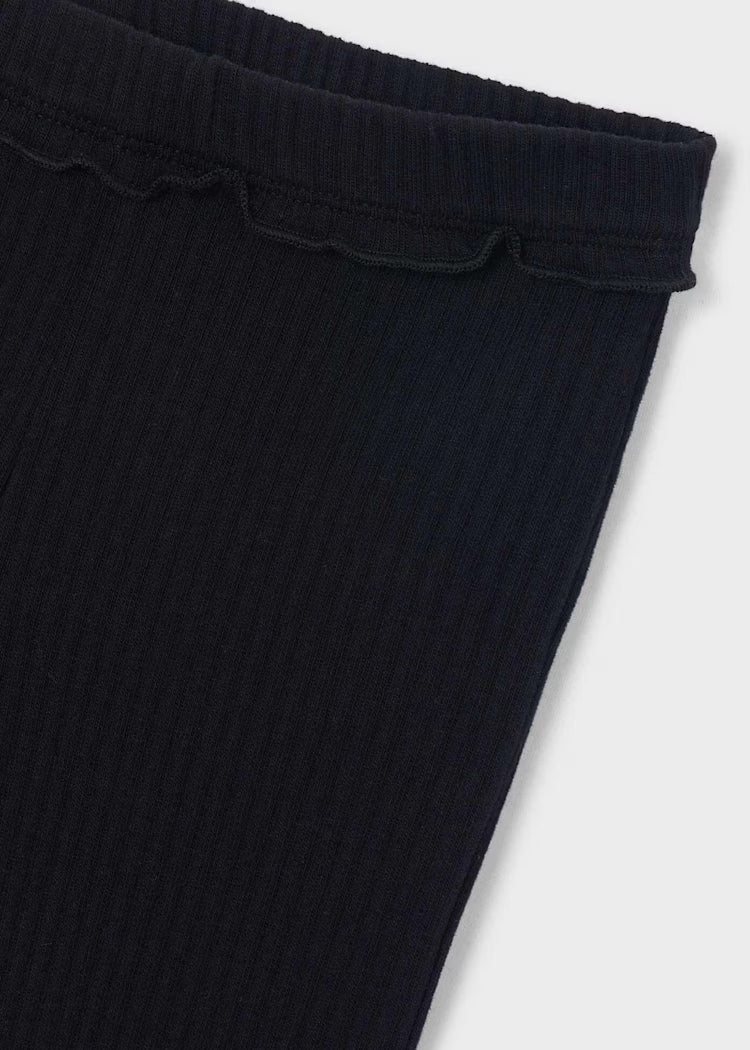 Ribbed Flare Leggings- Black
