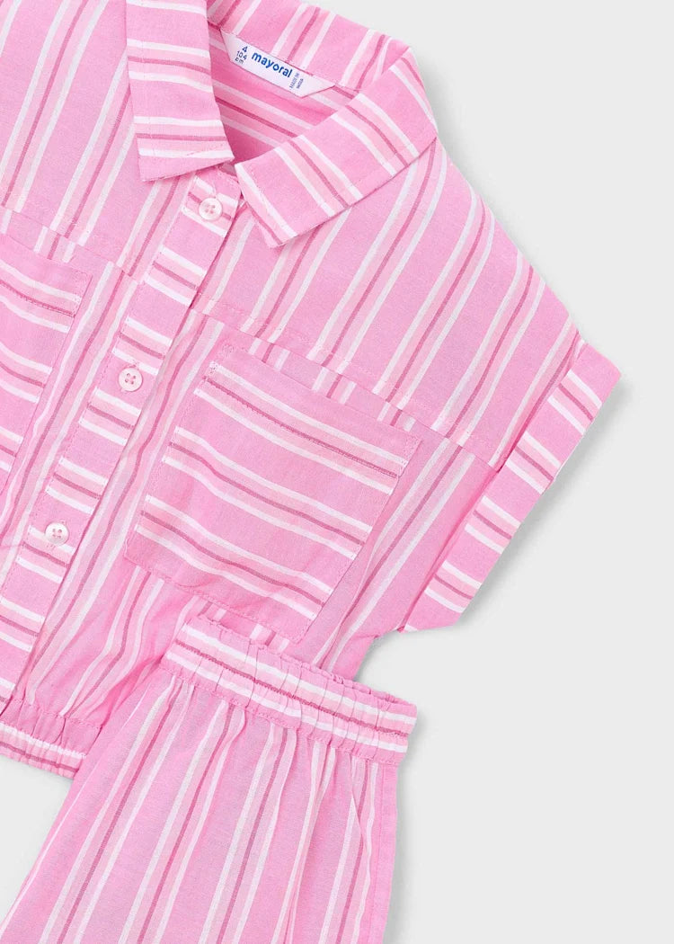 Striped Shorts & Blouse Set