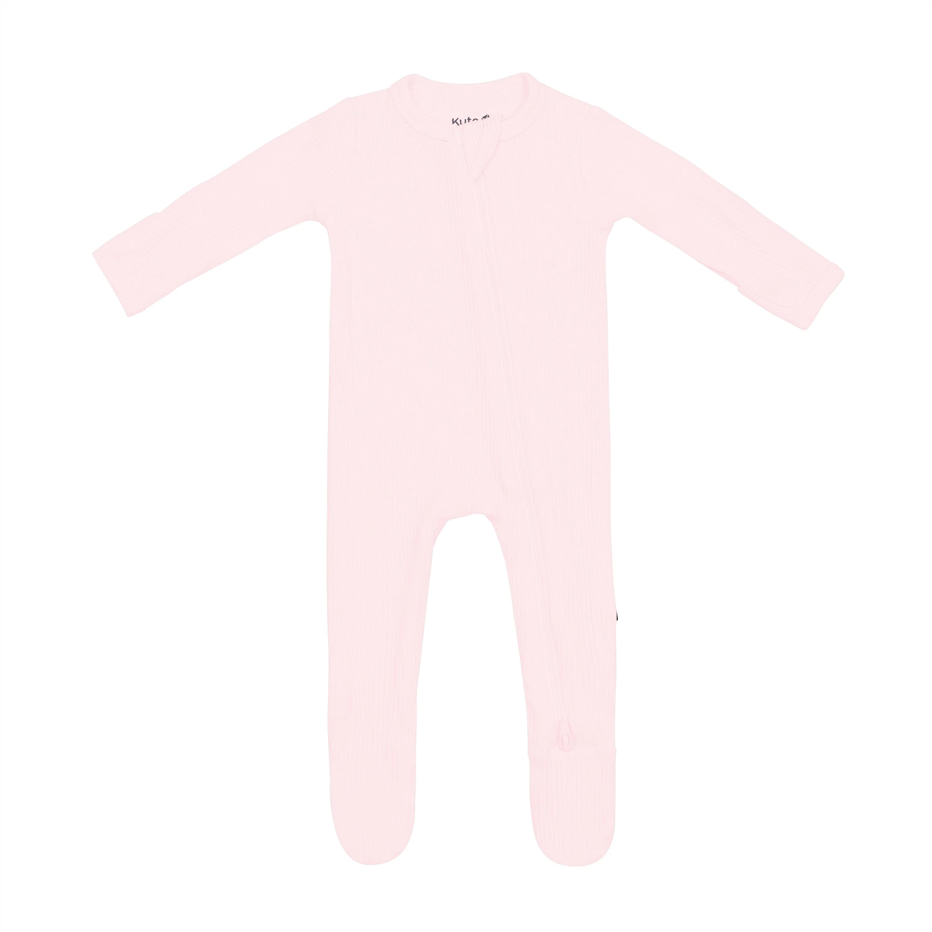 Ribbed Zipper Footie in Sakura