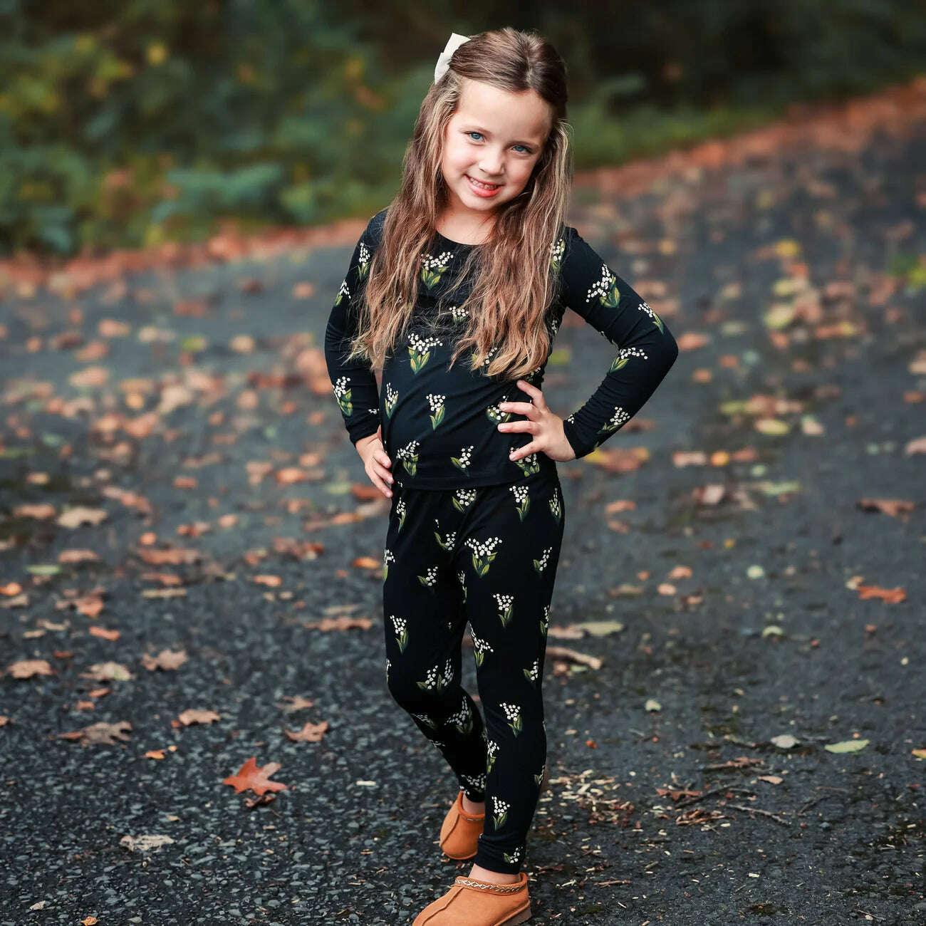 Long Sleeve Pajamas in Midnight Lily