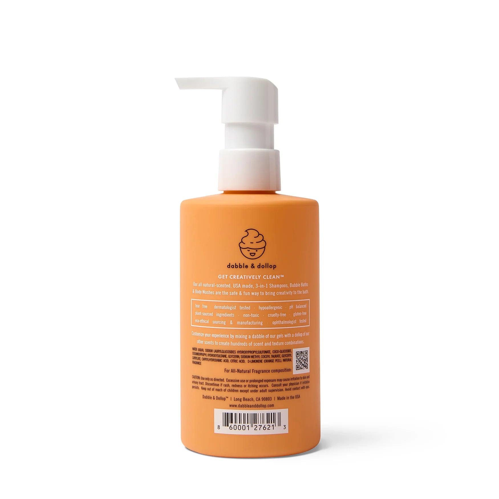 Tangerine 3-in-1 Bubble Bath, Body Wash & Shampoo