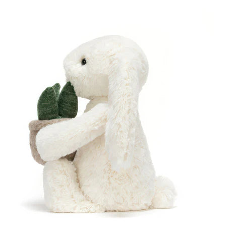 Cream Bunny With Plant