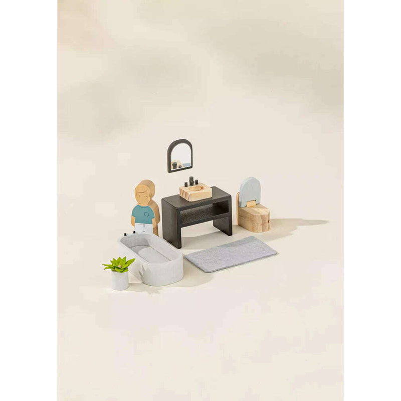 Wooden Doll House Bathroom Furniture & Accessories (6 pcs)