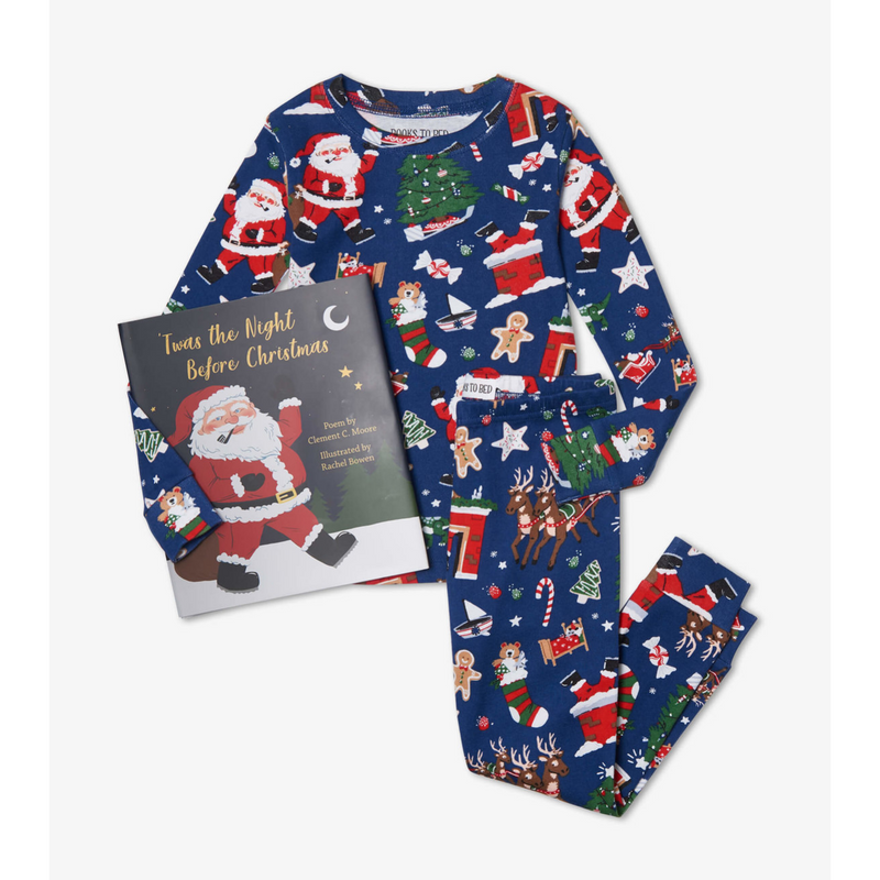 Twas the Night Before Christmas Book and Pajama Set - Blue - Size 7