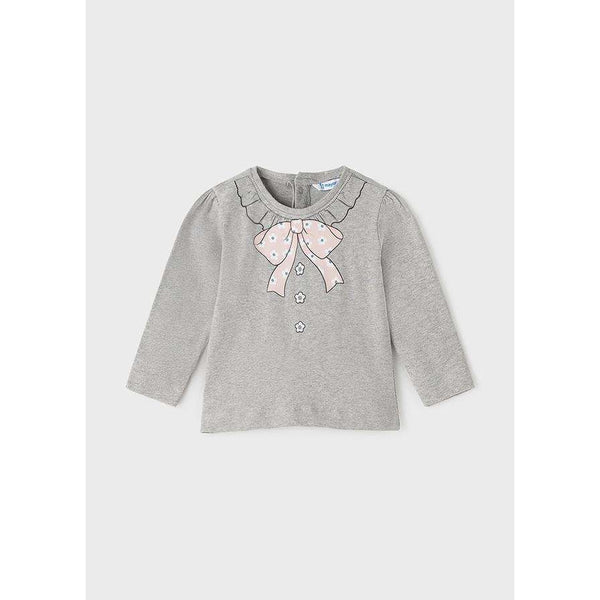 Long Sleeve Bow T-Shirt - Size 6M & 9M