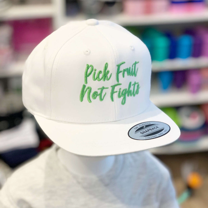 Pick Fruit Not Fights Hat - White