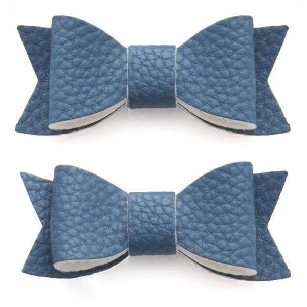 Leather Bow Tie Clips (2 pack) - Denim