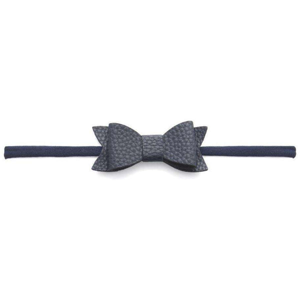 Leather Bow Tie Skinny - Navy