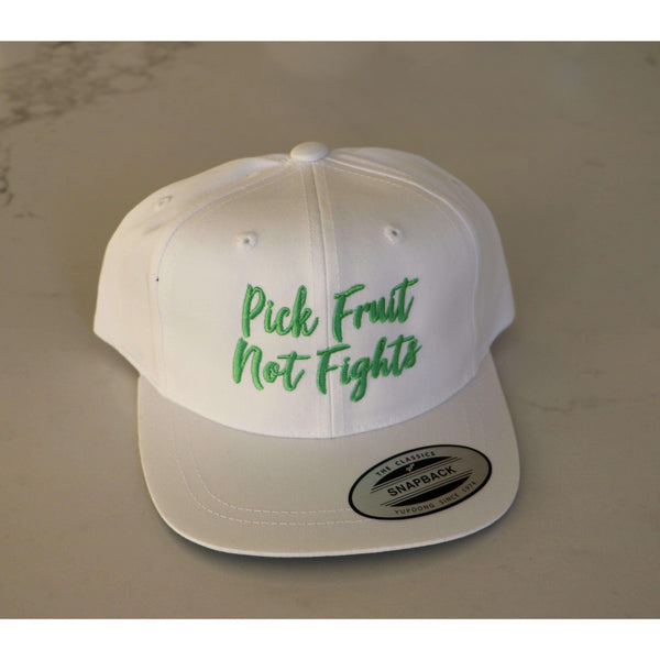 Pick Fruit Not Fights Hat - White