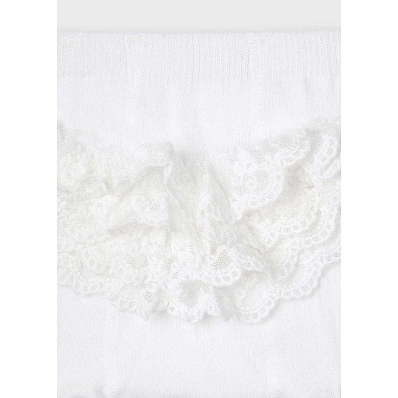 Off White Ruffle Tights