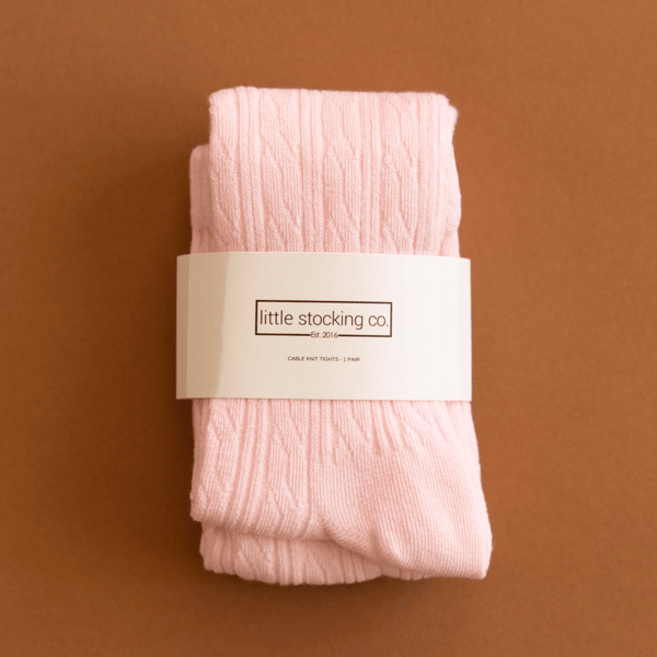 Cable Knit Tights - Light Pink